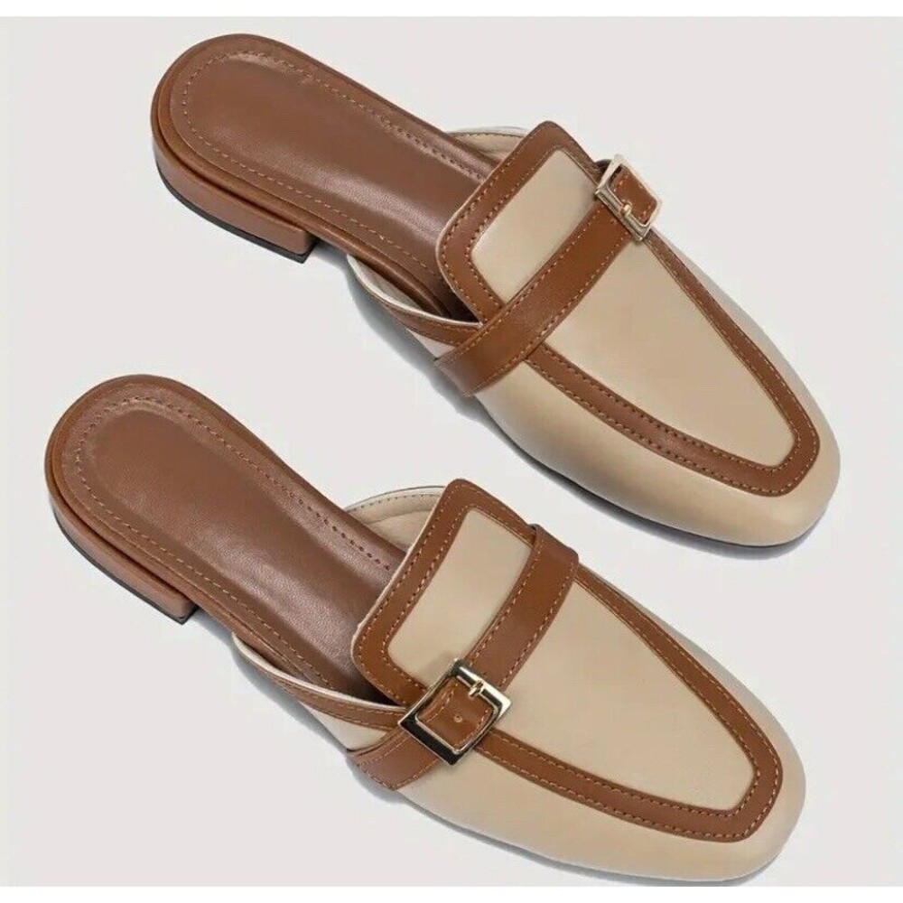 Women Slip on Slides Loafer Shoes Pointed Toe Backless Mule Shoes SIZE 36